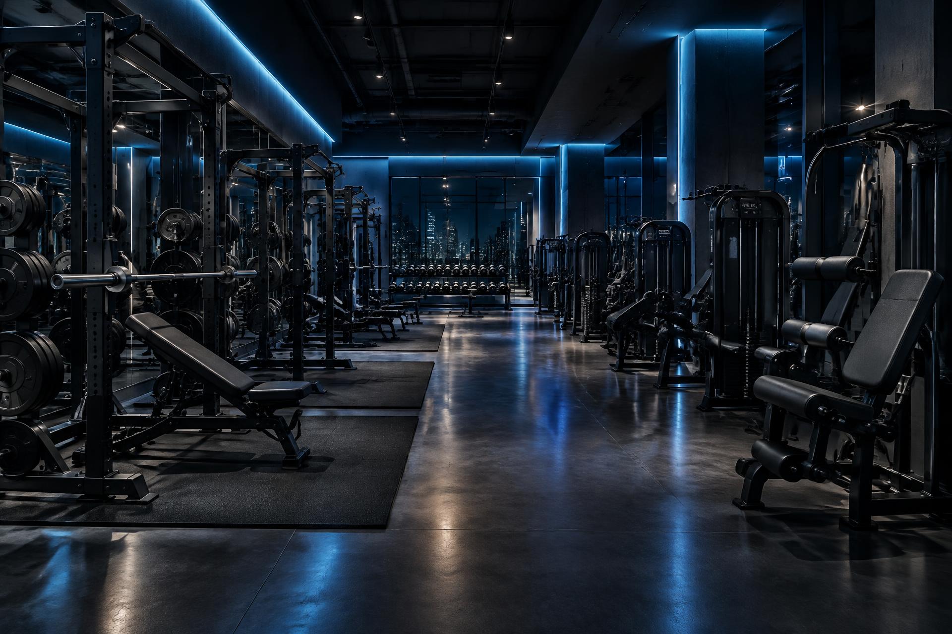Interior de un gimnasio comercial premium equipado por ServiFitness